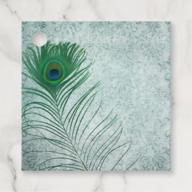Shabby Peacock Feather Scrapbook Verschönerung Geschenkanhänger (Vorderseite)