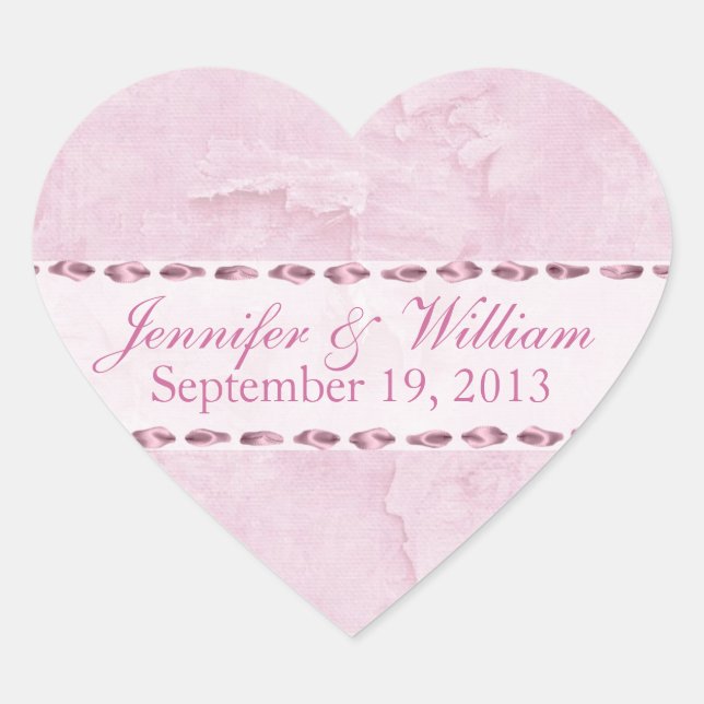Shabby Pink Heart Custom Wedding Sticker (Vorderseite)