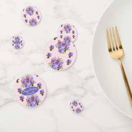 Shabby Pink Pansy Floral Party Lila Streifen Konfetti