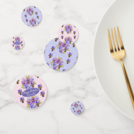 Shabby Pink Pansy Floral Party Lila Stripteffe Konfetti