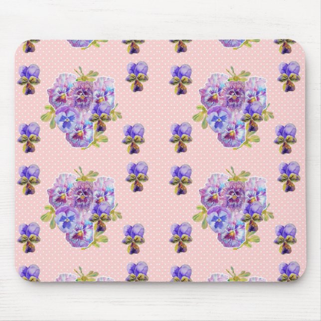 Shabby Pink Pansy florale Computer Maus Mat Pad Mousepad (Vorne)