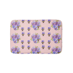 Shabby Pink Pansy viola Blume Bath Mat Badematte
