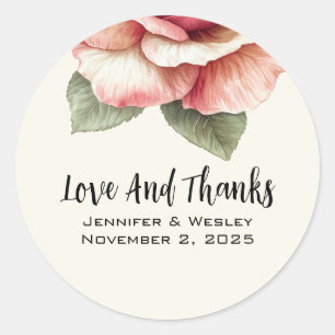 Shabby Pink Rose Runder Aufkleber