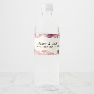 Shabby Pink Rose Wasserflaschenetikett