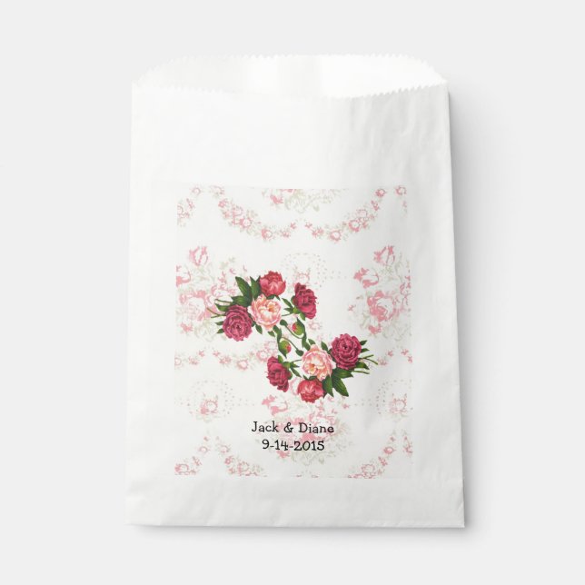 Shabby Pink Roses Custom Favor Bags Geschenktütchen (Vorderseite)