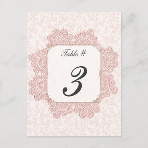 Shabby Pink Viktorianisch Wedding Tischnummer Card