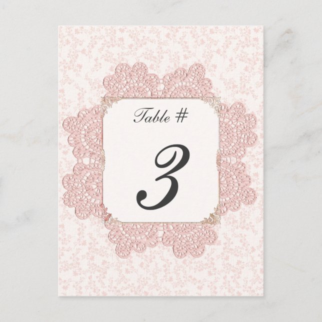 Shabby Pink Viktorianisch Wedding Tischnummer Card (Vorderseite)