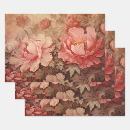 SHABBY ROMANTIC ROSE PEONY DEKORATIVE PAPIER SET