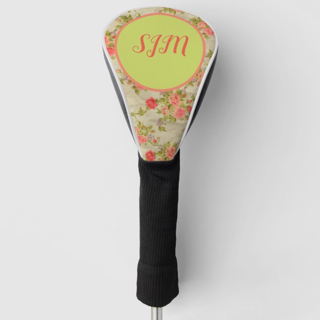Shabby-Rose Monogram Golf Headcover (Vorderseite)