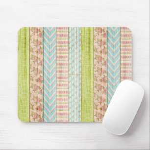 Shabby Rose Pastel Muster auf rustikale Hütte Holz Mousepad