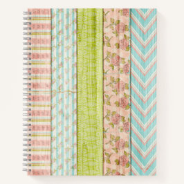 Shabby Rose Pastel Muster auf rustikale Hütte Holz Notizbuch