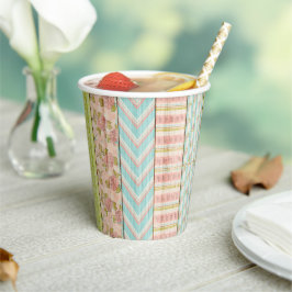 Shabby Rose Pastel Muster auf rustikale Hütte Holz Pappbecher
