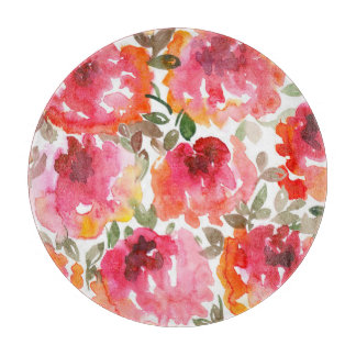 Shabby-rote Rosen, nahtloses Muster. Schneidebrett