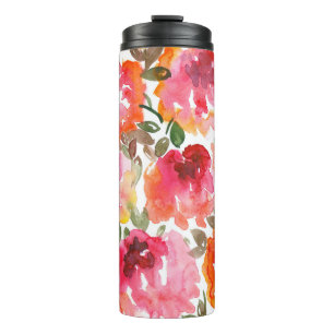 Shabby-rote Rosen, nahtloses Muster. Thermosbecher