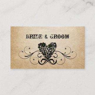 Shabby Rustic Black Heart Platzkarten