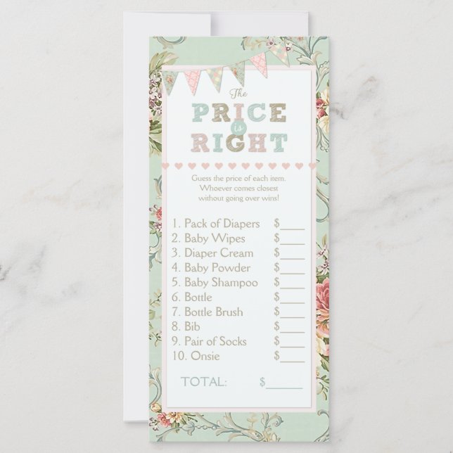 Shabby Rustic Chic Price Right Baby Showspiel (Vorderseite)