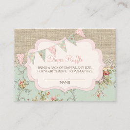 Shabby Rustic Country Chic Diaper Raffle Ticket Begleitkarte