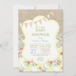 Shabby Rustic Country Chill Blues Lace Burlap Einladung