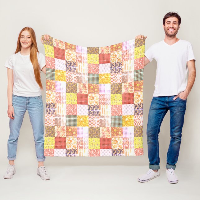 Shabby Rustic Vintag Patchwork Quilt Muster Fleecedecke (Beispiel)