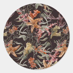 Shabby Sea Life Pattern Runder Aufkleber