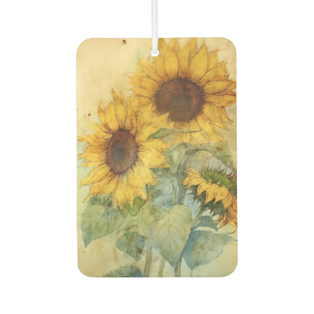 Shabby Sonnenblumen Still Life Air Freshener Autolufterfrischer (Vorderseite)