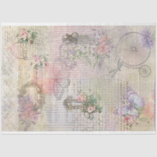 Shabby Vintag Bicycle Key Blume Lace Butterfly Seidenpapier