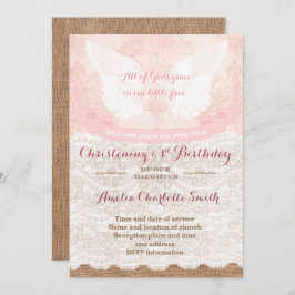 Shabby Vintag Christening und 1. Geburtstag Party Einladung