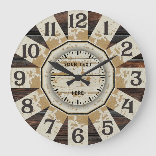 Shabby Vintag Personalisiert Große Wanduhr (Vorderseite)