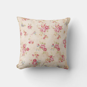 Shabby Vintag Style Pink Blue Rose Floral Kissen