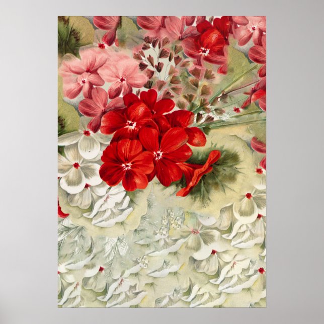 Shabby Vintage Elfenbein rosa Collage Poste Poster (Vorne)