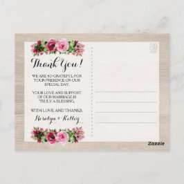 Shabby Vintage Rose Rustic Wedding Vielen Dank Postkarte
