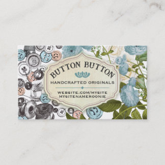 Shabby Vintage Tasten Blobbins nähen Begriffe Visitenkarte