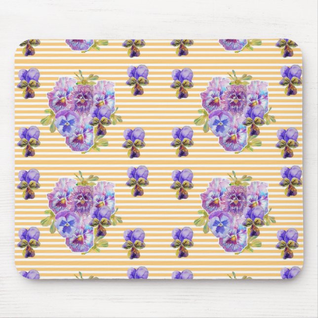 Shabby Yellow Pansy floral Computer Maus Mat Pad Mousepad (Vorne)
