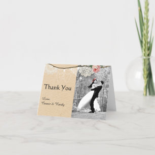 Shabbychic-Braunrosa Blumen-Lace Hochzeit Danke