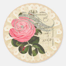 Shabbychic Burlap and Lace Sticker