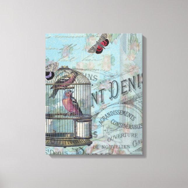 Shabbychic Paris Collage Rose Leinwanddruck (Vorderseite)