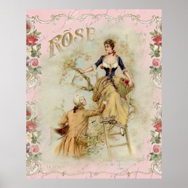 Shabbychic Paris Collage Rose Poster (Vorne)