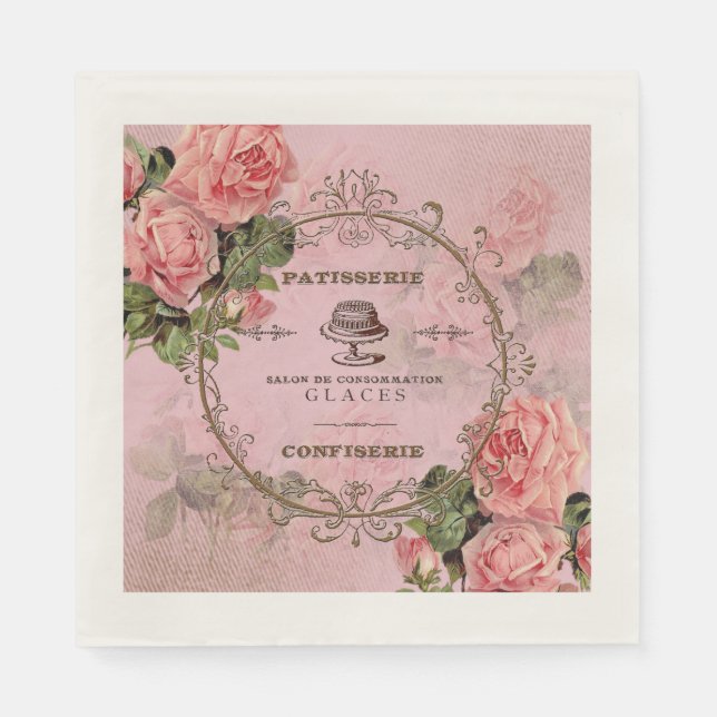 ShabbyVintageRoses2 - Paper Napkins Serviette (Vorderseite)