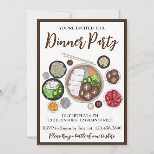 Shabu-Shabu Japanisch Essen Dinner Party Hotpot Einladung