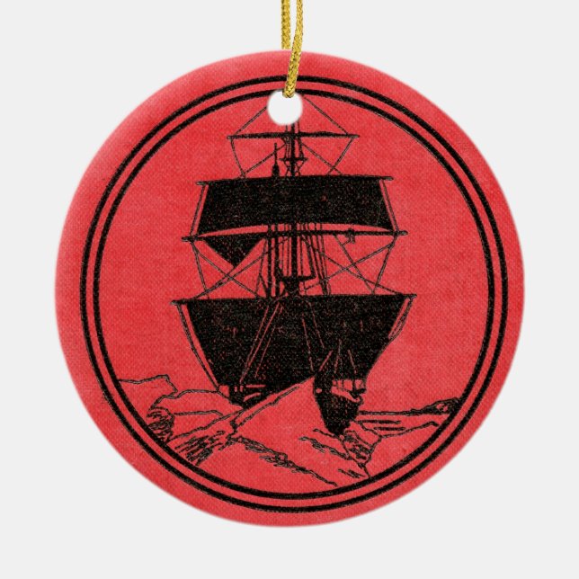 Shackletons Nimrod-Bucheinband-Weihnachten Keramikornament (Vorne)