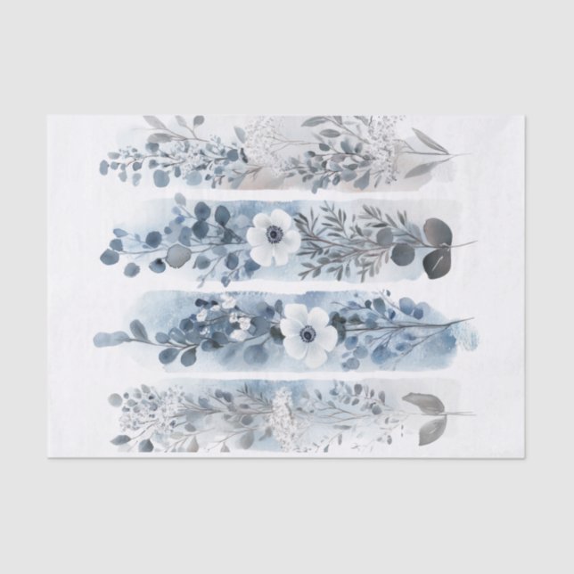 Shade of Blue Wild Blume Decoupage Seidenpapier (Vorderseite)