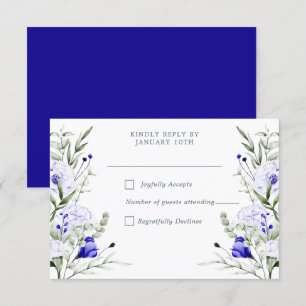 Shade of Royal Blue Elfenbein Blumenhochzeit RSVP Karte