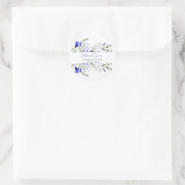 Shade of Royal Blue Elfenbein Blumenhochzeit Runder Aufkleber