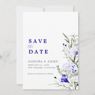 Shade of Royal Blue Elfenbein Foto Hochzeit Save The Date