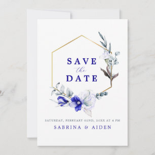 Shade of Royal Blue Elfenbein Foto Hochzeit Save The Date