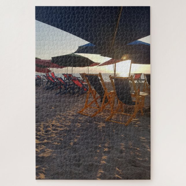 Shaded Beach Seating at Sunset Puzzle (Vertikal)
