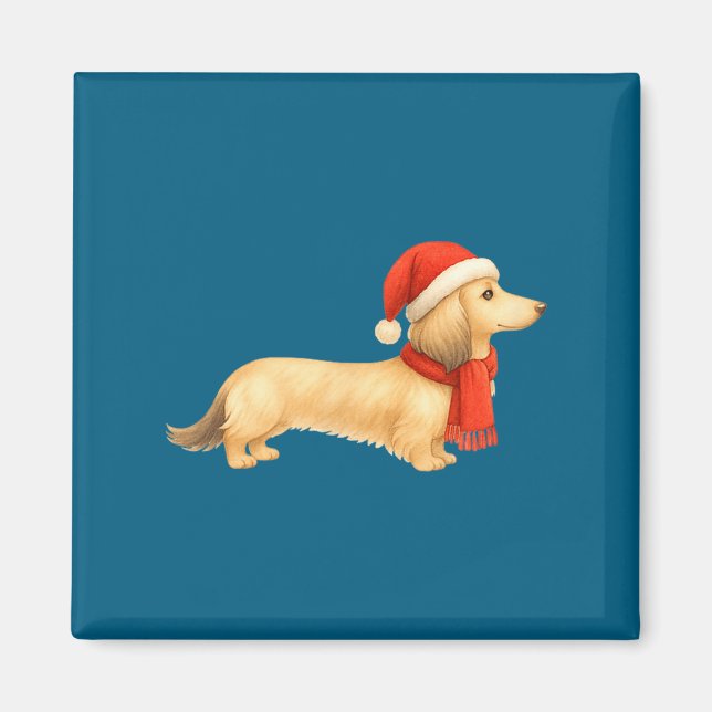 Shaded Cream Christmas Dachshund Dog Mom Funny Cut Magnet (Vorne)