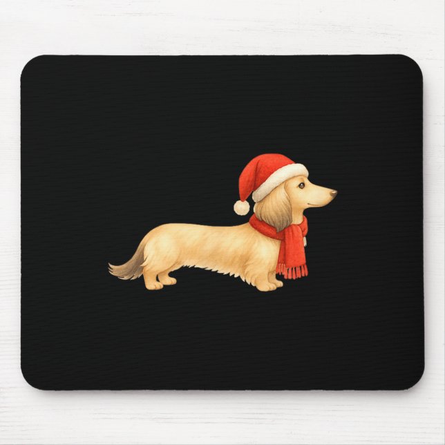 Shaded Cream Christmas Dachshund Dog Mom Funny Cut Mousepad (Vorne)