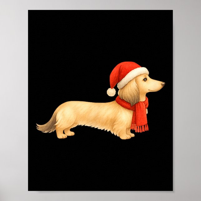 Shaded Cream Christmas Dachshund Dog Mom Funny Cut Poster (Vorne)