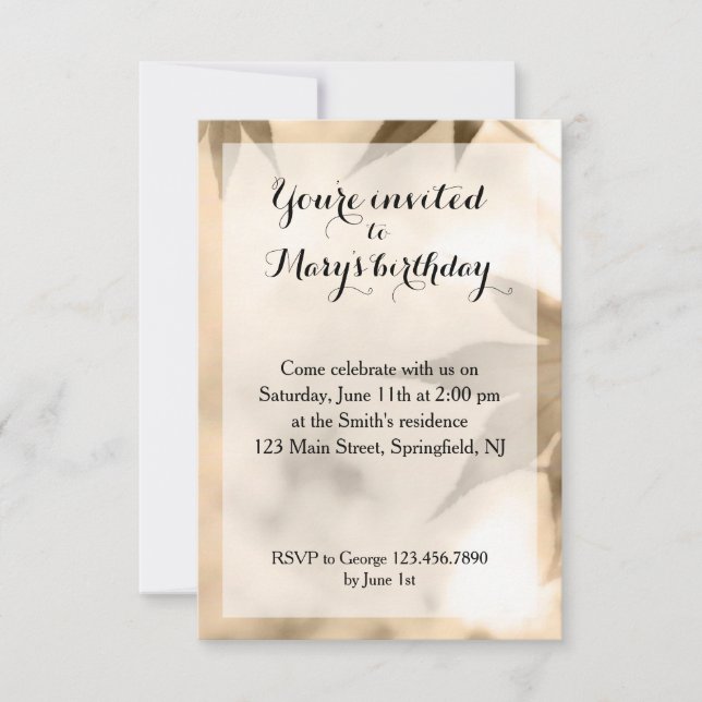 Shaded Foliage Birthday Einladung (Vorderseite)